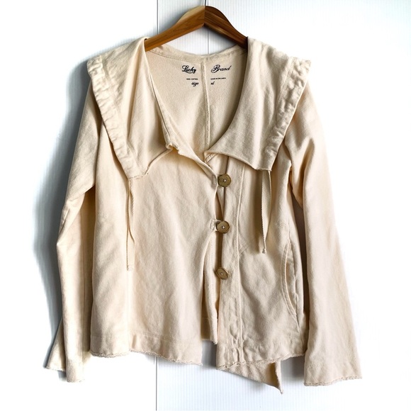 Lucky Brand size xl button closure collared Cream Women's Jacket - Picture 1 of 6